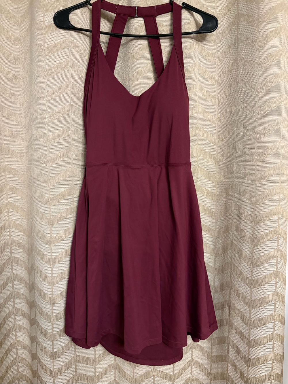 Women's Wine Red Strappy Fit & Flare Dress with shorts XL
